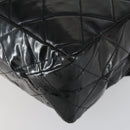 CHANEL Chain Matelasse 2.55 Shoulder Bag Enamel Black Silver CC Auth 148383-15