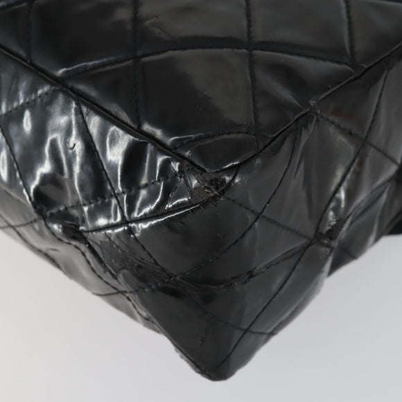 CHANEL Chain Matelasse 2.55 Shoulder Bag Enamel Black Silver CC Auth 148383