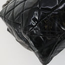 CHANEL Chain Matelasse 2.55 Shoulder Bag Enamel Black Silver CC Auth 148383-16