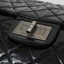 CHANEL Chain Matelasse 2.55 Shoulder Bag Enamel Black Silver CC Auth 148383-17