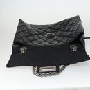 CHANEL Chain Matelasse 2.55 Shoulder Bag Enamel Black Silver CC Auth 148383-18