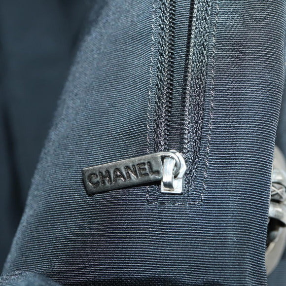 CHANEL Chain Matelasse 2.55 Shoulder Bag Enamel Black Silver CC Auth 148383