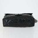 CHANEL Chain Matelasse 2.55 Shoulder Bag Enamel Black Silver CC Auth 148383-5