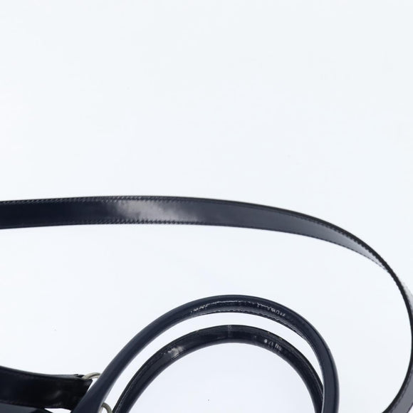 GUCCI Hand Bag Enamel 2way Navy Silver Auth 148384