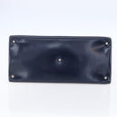 GUCCI Hand Bag Enamel 2way Navy Silver Auth 148384-11