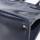 GUCCI Hand Bag Enamel 2way Navy Silver Auth 148384-12