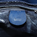 GUCCI Hand Bag Enamel 2way Navy Silver Auth 148384-16