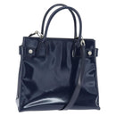 GUCCI Hand Bag Enamel 2way Navy Silver Auth 148384-1