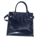 GUCCI Hand Bag Enamel 2way Navy Silver Auth 148384-2