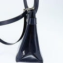 GUCCI Hand Bag Enamel 2way Navy Silver Auth 148384-4