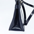 GUCCI Hand Bag Enamel 2way Navy Silver Auth 148384-5