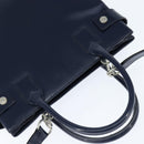 GUCCI Hand Bag Enamel 2way Navy Silver Auth 148384-6