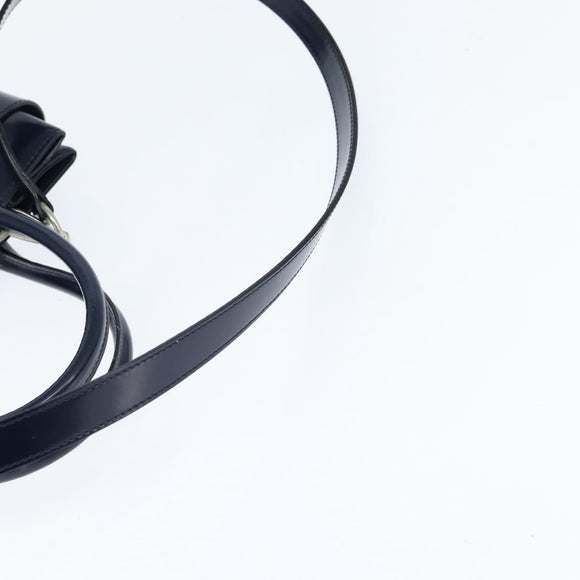 GUCCI Hand Bag Enamel 2way Navy Silver Auth 148384