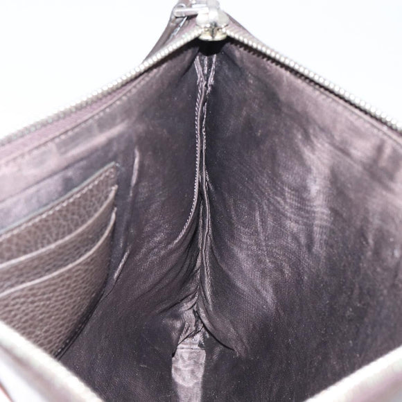 GUCCI Clutch Bag Leather Dark Brown Silver 546532 Auth 148386