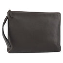 GUCCI Clutch Bag Leather Dark Brown Silver 546532 Auth 148386-1