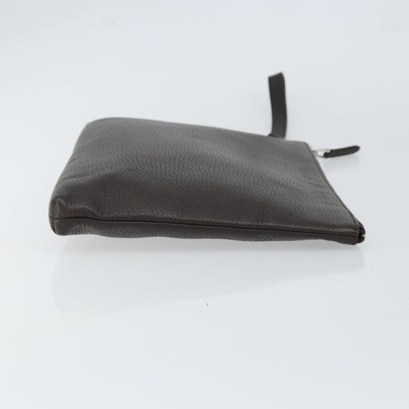 GUCCI Clutch Bag Leather Dark Brown Silver 546532 Auth 148386