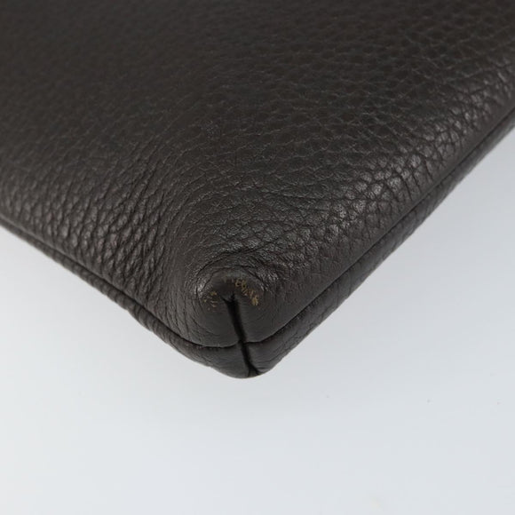 GUCCI Clutch Bag Leather Dark Brown Silver 546532 Auth 148386