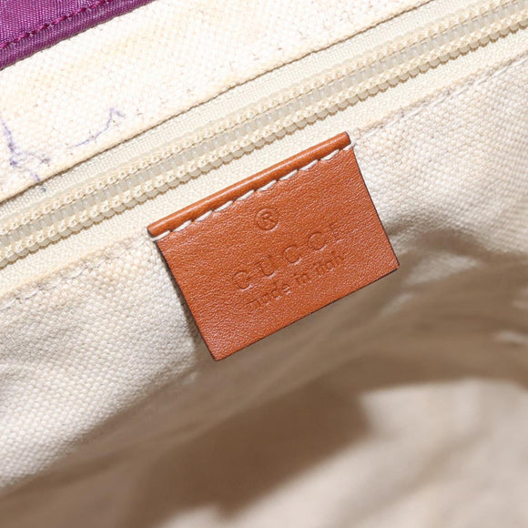 GUCCI GG Nylon Tote Bag Purple Gold 282439 Auth 148387