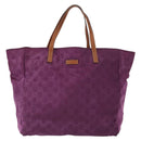GUCCI GG Nylon Tote Bag Purple Gold 282439 Auth 148387-13