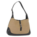 GUCCI Jackie Shoulder Bag Canvas Beige Silver 001 3346 Auth 148389-1