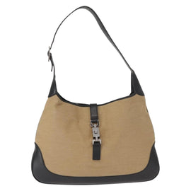 GUCCI Jackie Shoulder Bag Canvas Beige Silver 001 3346 Auth 148389 - 0