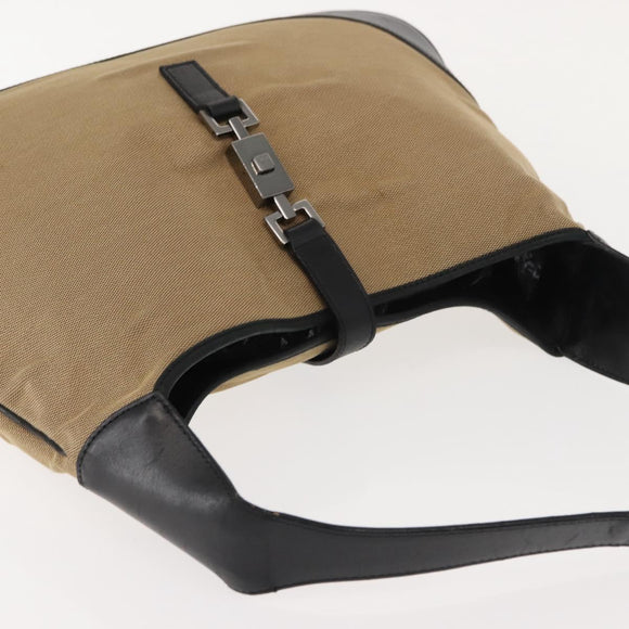 GUCCI Jackie Shoulder Bag Canvas Beige Silver 001 3346 Auth 148389