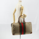 GUCCI GG Canvas Web Sherry Line Boston Bag Beige Green Red Auth 148391-23