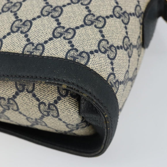 GUCCI GG Supreme Sherry Line Shoulder Bag PVC Navy Gold 904 02 069 Auth 148394