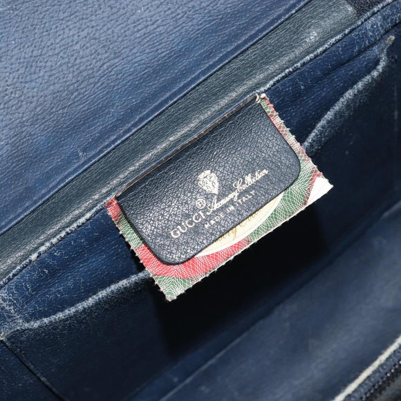 GUCCI GG Supreme Sherry Line Shoulder Bag PVC Navy Gold 904 02 069 Auth 148394