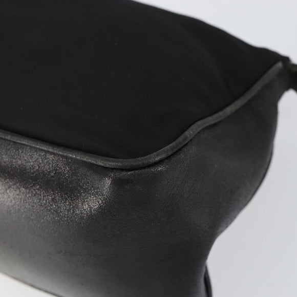 PRADA Shoulder Bag Nylon Black Silver Auth 148396