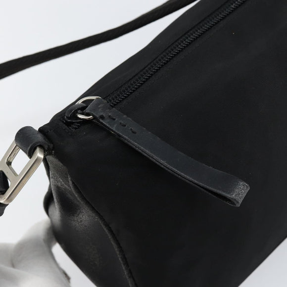 PRADA Shoulder Bag Nylon Black Silver Auth 148396