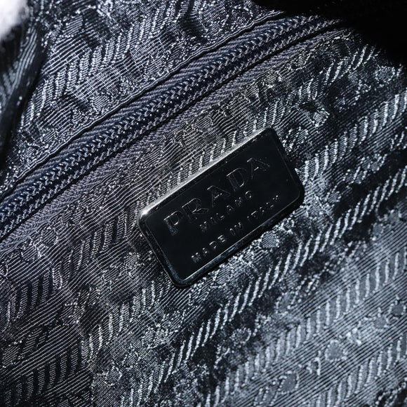 PRADA Shoulder Bag Nylon Black Silver Auth 148396