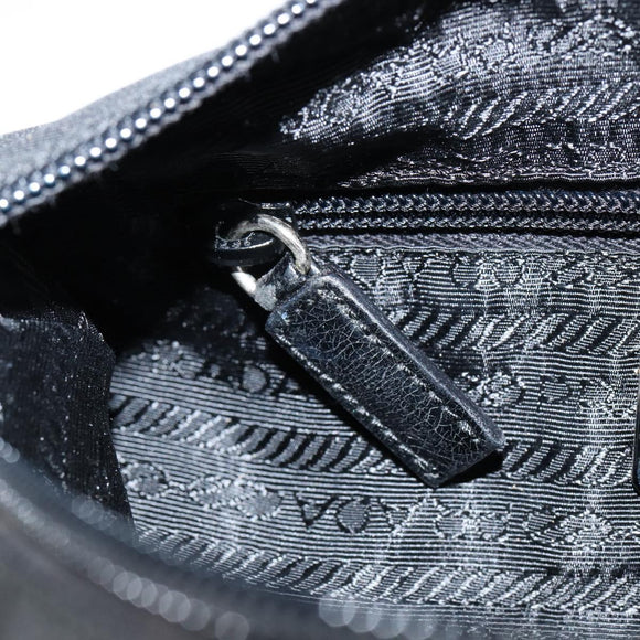 PRADA Shoulder Bag Nylon Black Silver Auth 148396