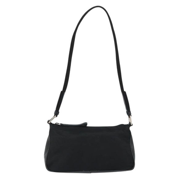 PRADA Shoulder Bag Nylon Black Silver Auth 148396