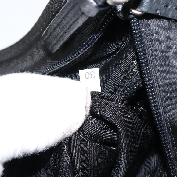 PRADA Shoulder Bag Nylon Black Silver Auth 148396
