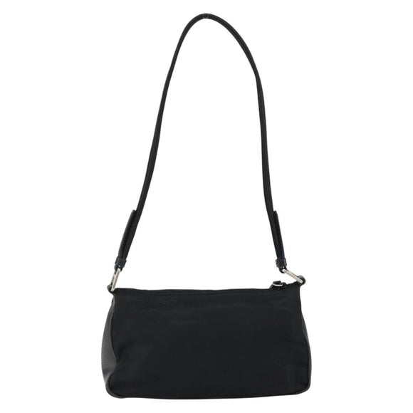 PRADA Shoulder Bag Nylon Black Silver Auth 148396