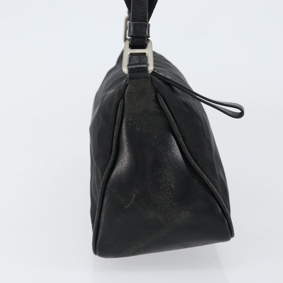 PRADA Shoulder Bag Nylon Black Silver Auth 148396