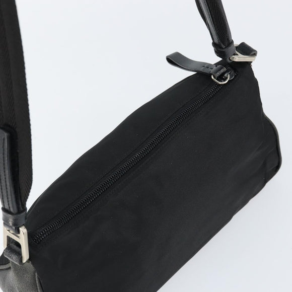 PRADA Shoulder Bag Nylon Black Silver Auth 148396