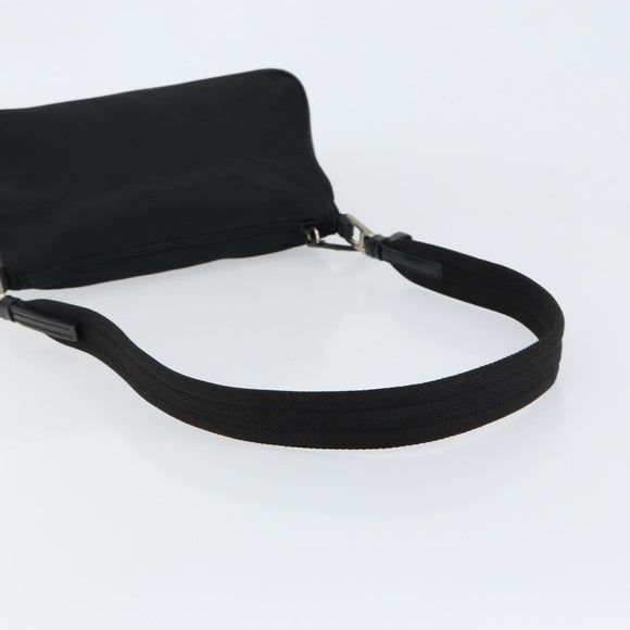 PRADA Shoulder Bag Nylon Black Silver Auth 148396