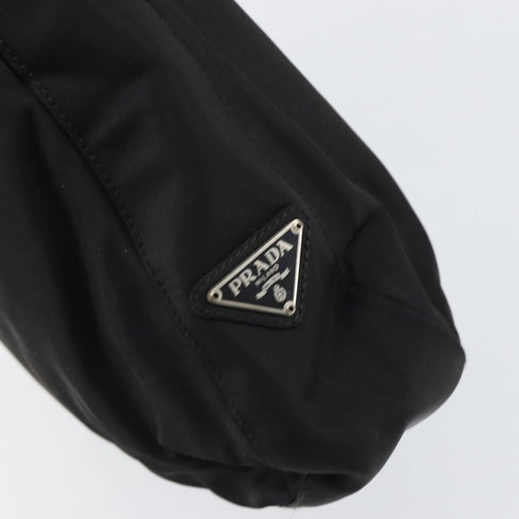 PRADA Shoulder Bag Nylon Black Silver Auth 148397