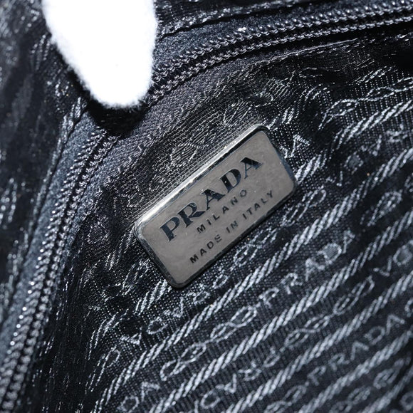PRADA Shoulder Bag Nylon Black Silver Auth 148397