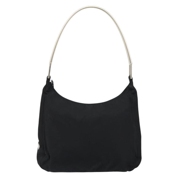 PRADA Shoulder Bag Nylon Black Silver Auth 148397