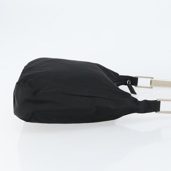 PRADA Shoulder Bag Nylon Black Silver Auth 148397