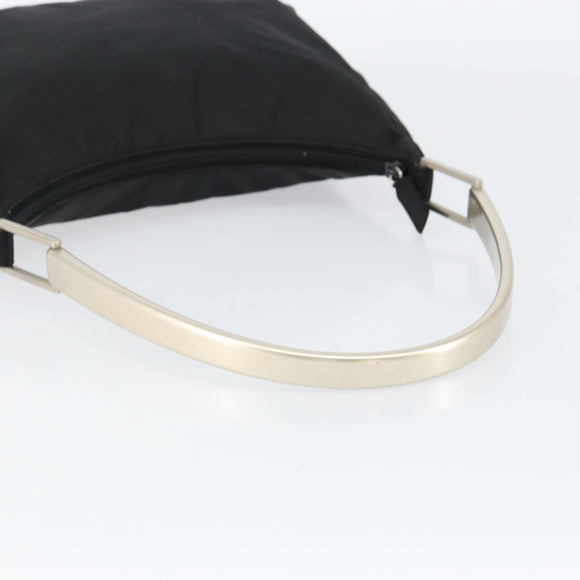 PRADA Shoulder Bag Nylon Black Silver Auth 148397
