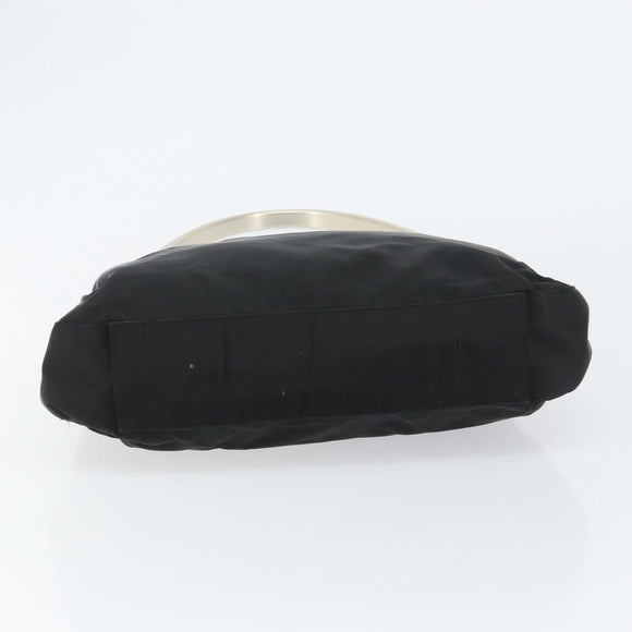 PRADA Shoulder Bag Nylon Black Silver Auth 148397