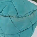 PRADA Shoulder Bag Nylon Turquoise Blue Gold Auth 148398-11