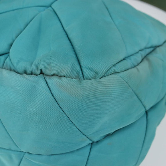 PRADA Shoulder Bag Nylon Turquoise Blue Gold Auth 148398