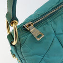 PRADA Shoulder Bag Nylon Turquoise Blue Gold Auth 148398-16