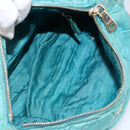 PRADA Shoulder Bag Nylon Turquoise Blue Gold Auth 148398-11