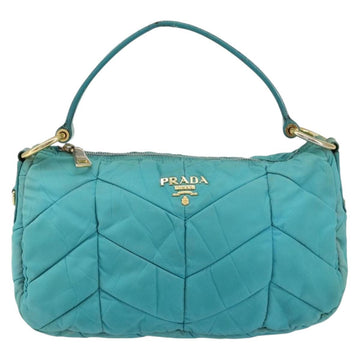 PRADA Shoulder Bag Nylon Turquoise Blue Gold Auth 148398 - 0